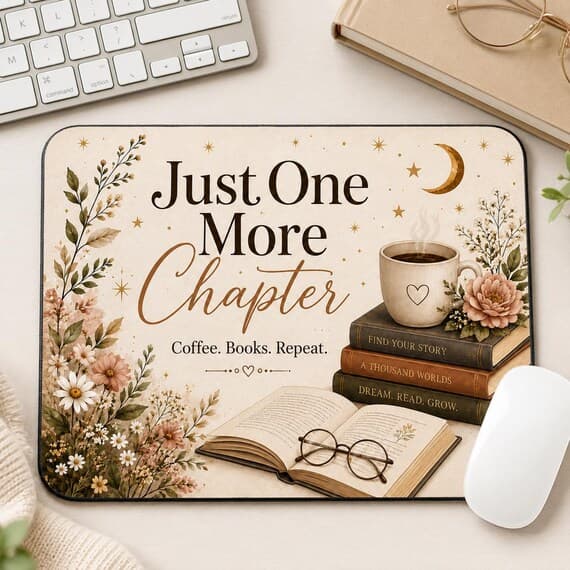 Just One More Chapter – Coffee Books Repeat Mouse Mat