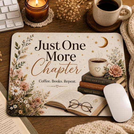 Just One More Chapter – Coffee Books Repeat Mouse Mat