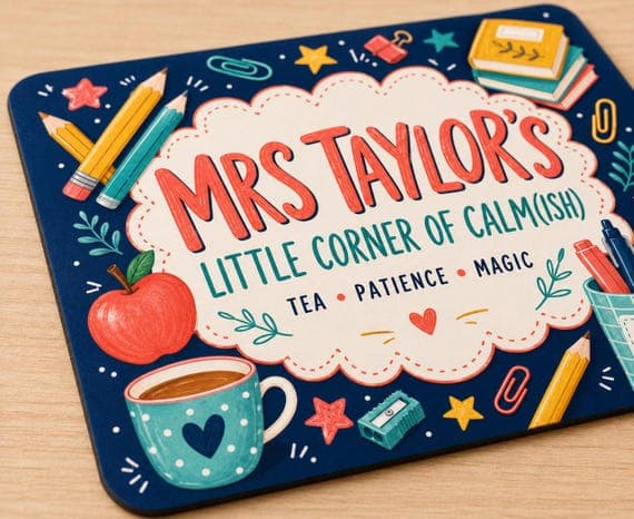 Teacher Mouse Mat, Little Corner of Calm(ish) Desk Accessory, Colourful Classroom Gift