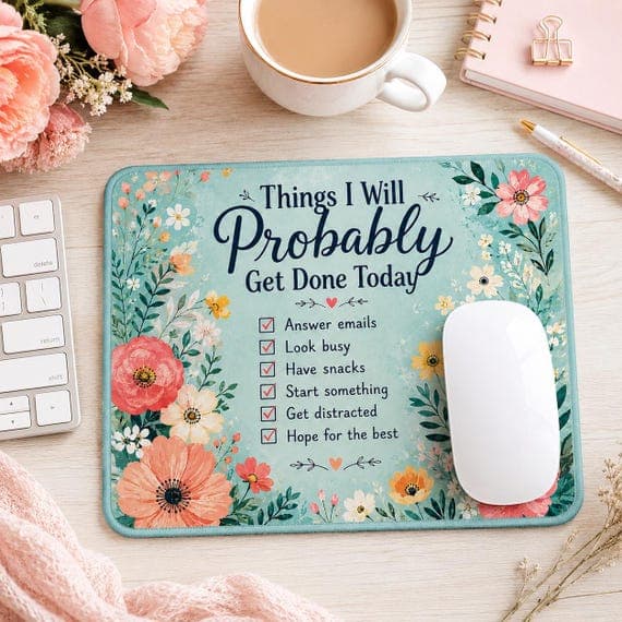Floral Checklist Mouse Mat