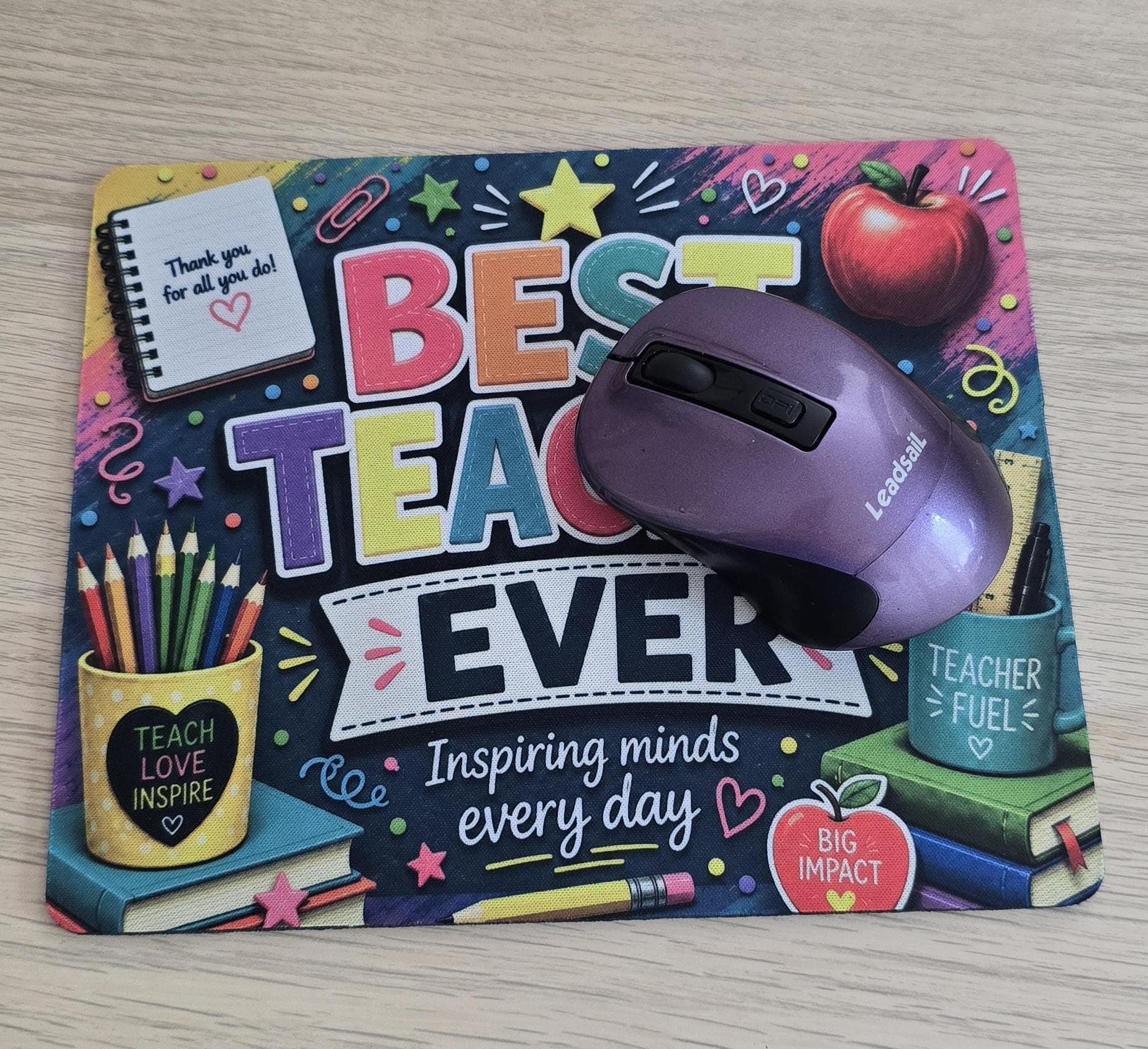Teacher Mouse Mat, Teacher Appreciation Gift, Inspiring Minds Design