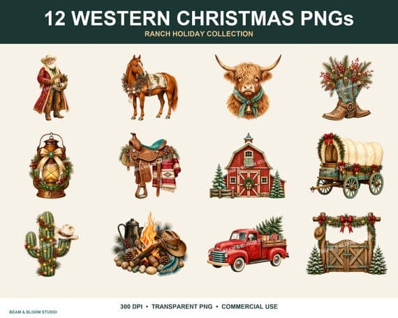 Western Christmas PNG Bundle