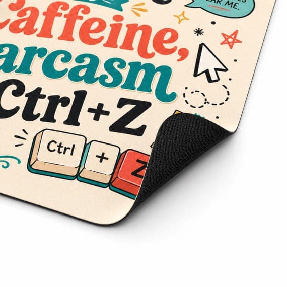 Funny Caffeine Sarcasm Ctrl+Z Mouse Mat