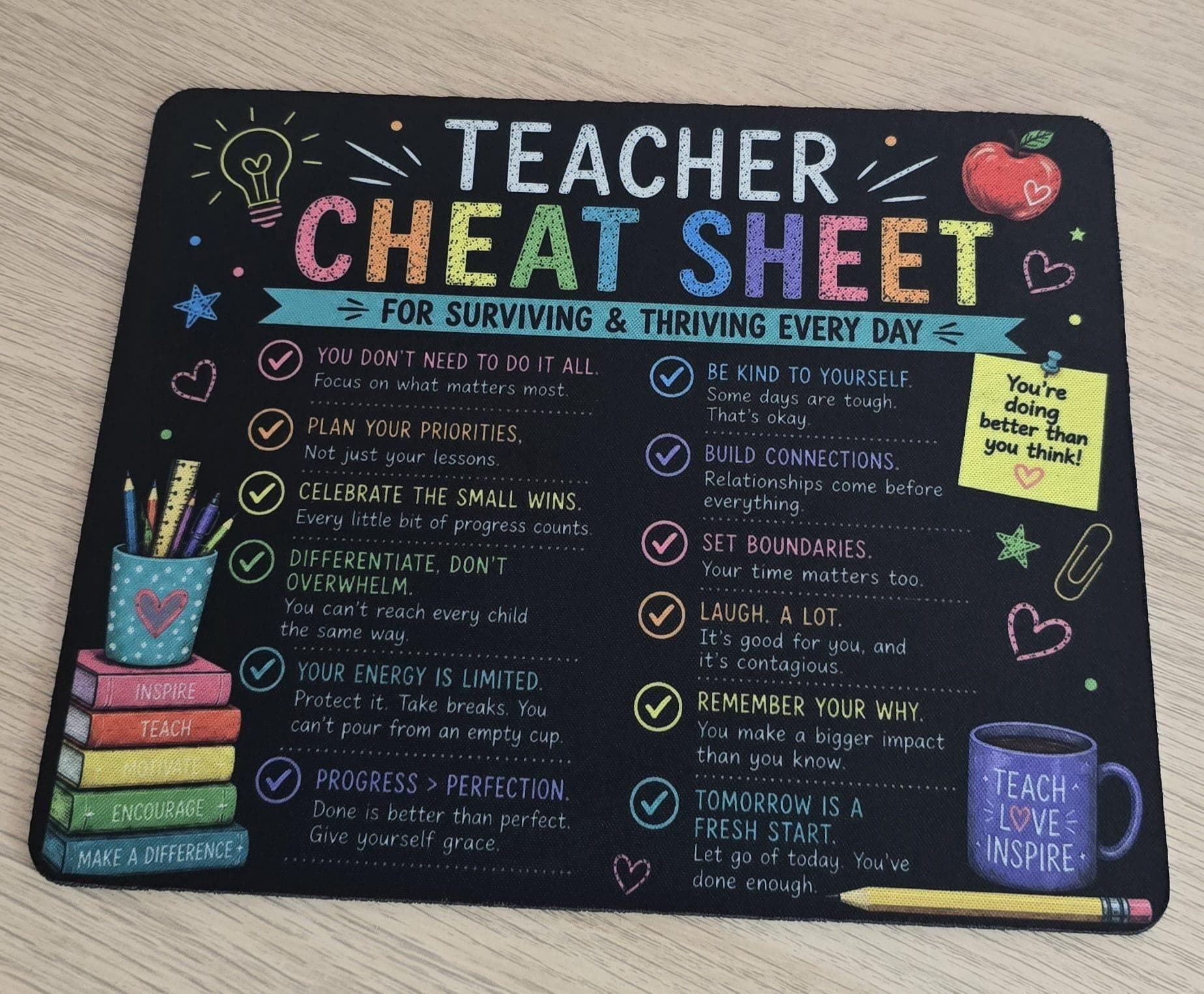 Teacher Cheat Sheet Mouse Mat