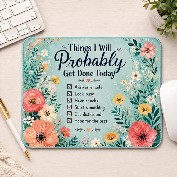 Floral Checklist Mouse Mat