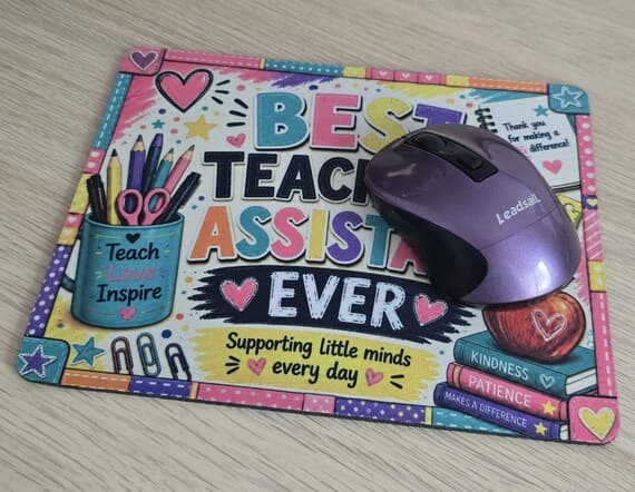 Teaching Assistant Mouse Mat: School Support Desk Accessory (Thank You Gift)