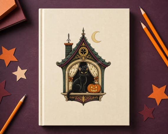 Vintage Black Cat Halloween Clipart Bundle