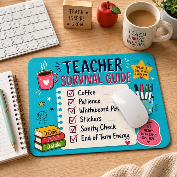 Teacher Survival Guide Mouse Mat