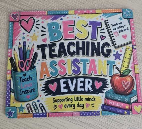 Teaching Assistant Mouse Mat: School Support Desk Accessory (Thank You Gift)