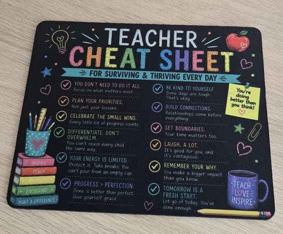 Teacher Cheat Sheet Mouse Mat
