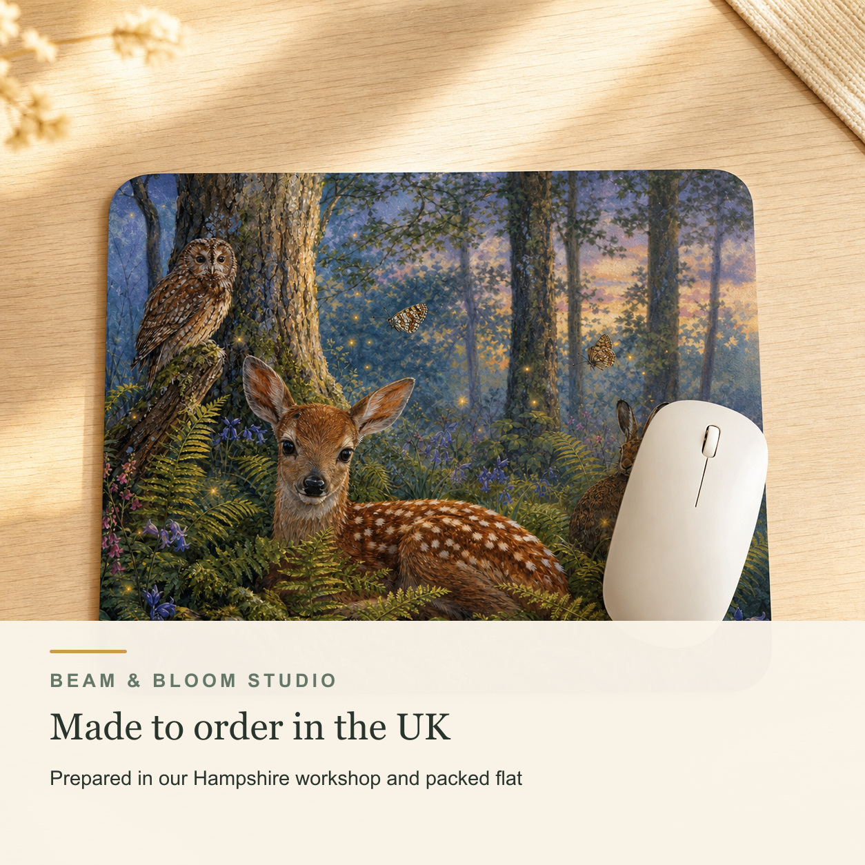 Twilight Wildwood mouse mat made to order in the UK